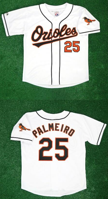 Men's Baltimore Orioles #25 Rafael Palmeiro 1995 White Home Cool Base Stitched Jersey